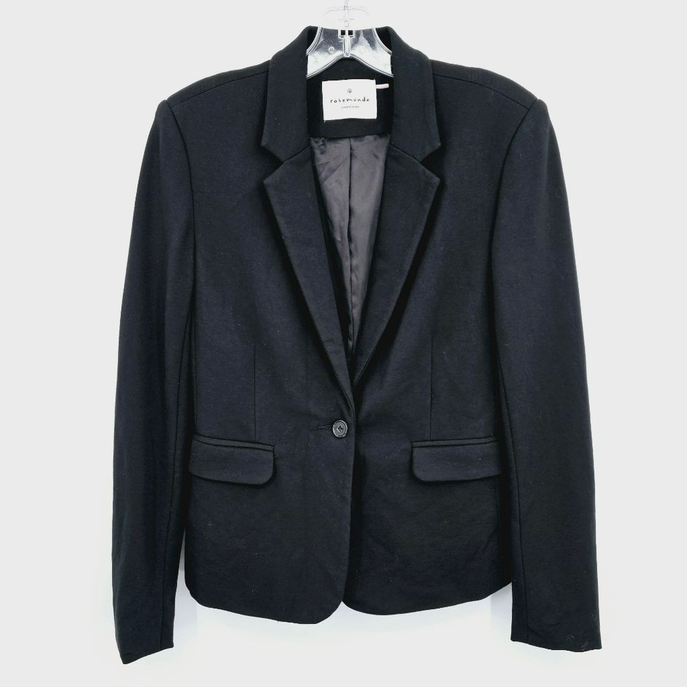 Rosemunde Single Button Blazer Jacket S Black Ponte Knit Short Cropped Classic